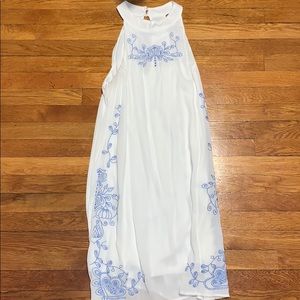 Francesas White Floral HighNeck Dress